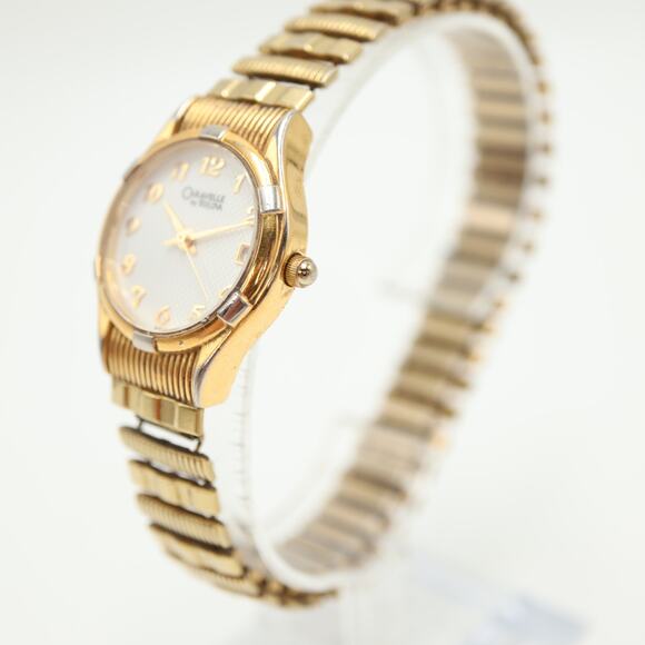 Caravelle by Bulova Gold Tone Watch 25mm White Date Expansion Band w New Battery - Picture 12 of 15
